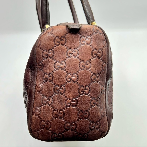 ❌❌SOLD❌❌ Gucci Dark Brown Embossed Leather Guccissima Abbey Boston Bag - Picture 2 of 15